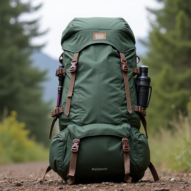 A 70-litre backpack ready for a multi-day hike