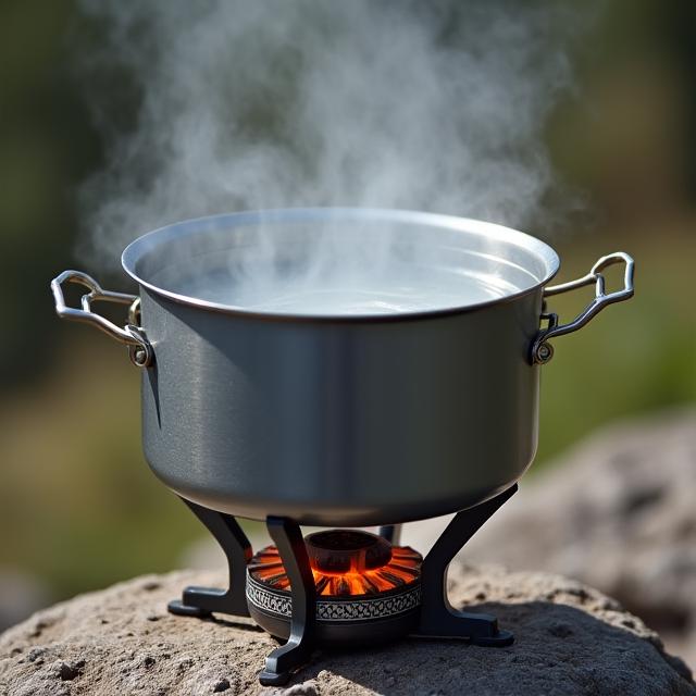Compact portable camping stove boiling water